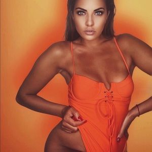 Orange one piece swimsuit